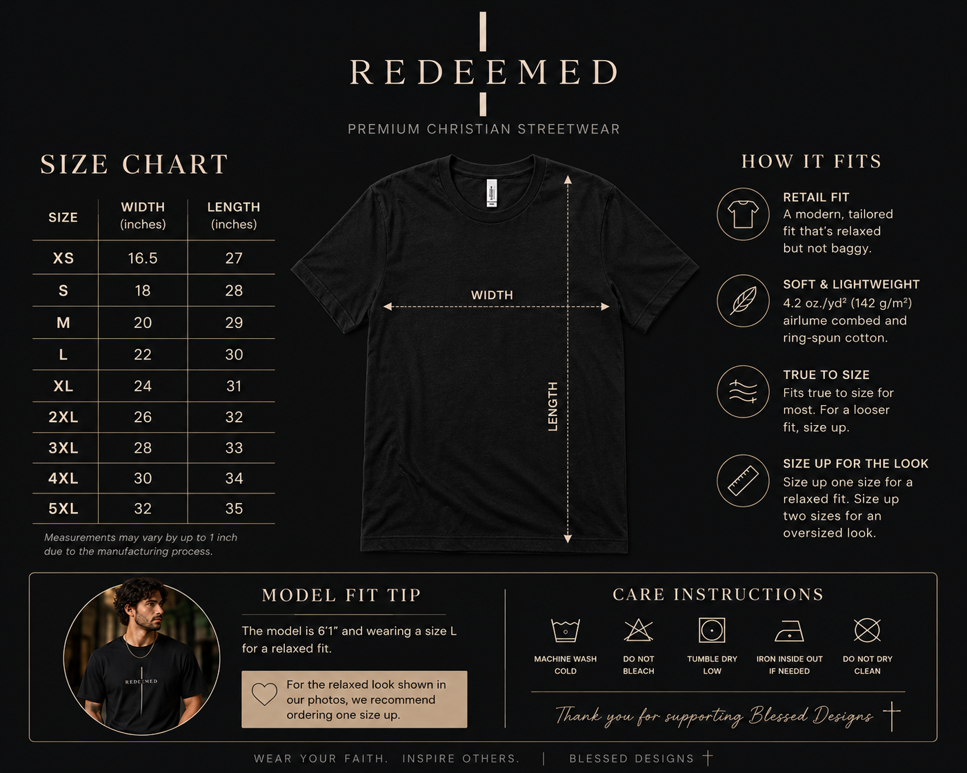 Redeemed Cross Tee — Minimal Christian Graphic Shirt