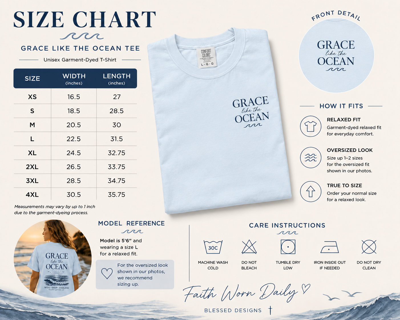 Grace Like the Ocean™ | Christian Beach T-Shirt