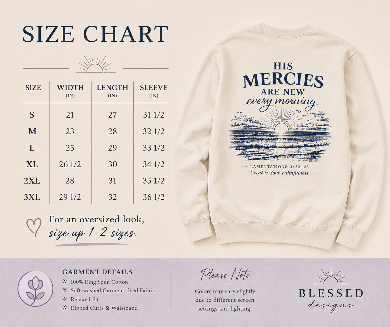His Mercies Are New Every Morning | Lamentations 3:22–23 Christian Sweatshirt