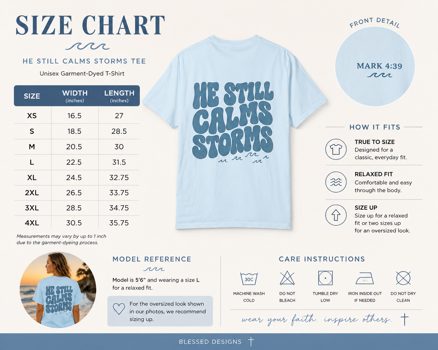 He Still Calms Storms Christian T-Shirt | Mark 4:39