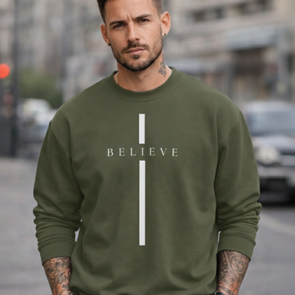 I Believe Crewneck Sweatshirt — Minimal Faith-Inspired Pullover