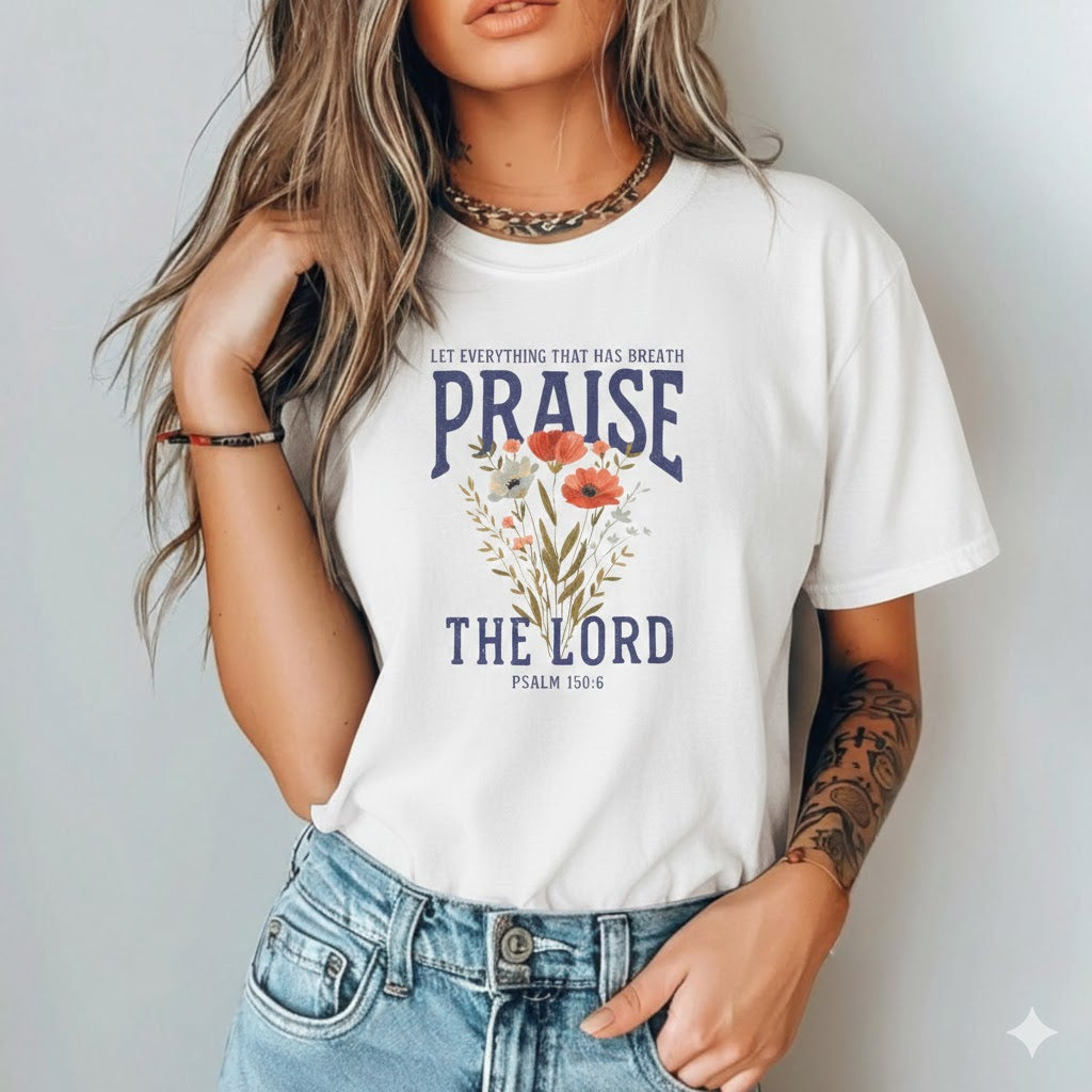 Praise the Lord Floral T‑Shirt Christian Tee