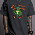Christian Skate Frog T-Shirt — "Off to Praise the Lord" Graphic Tee