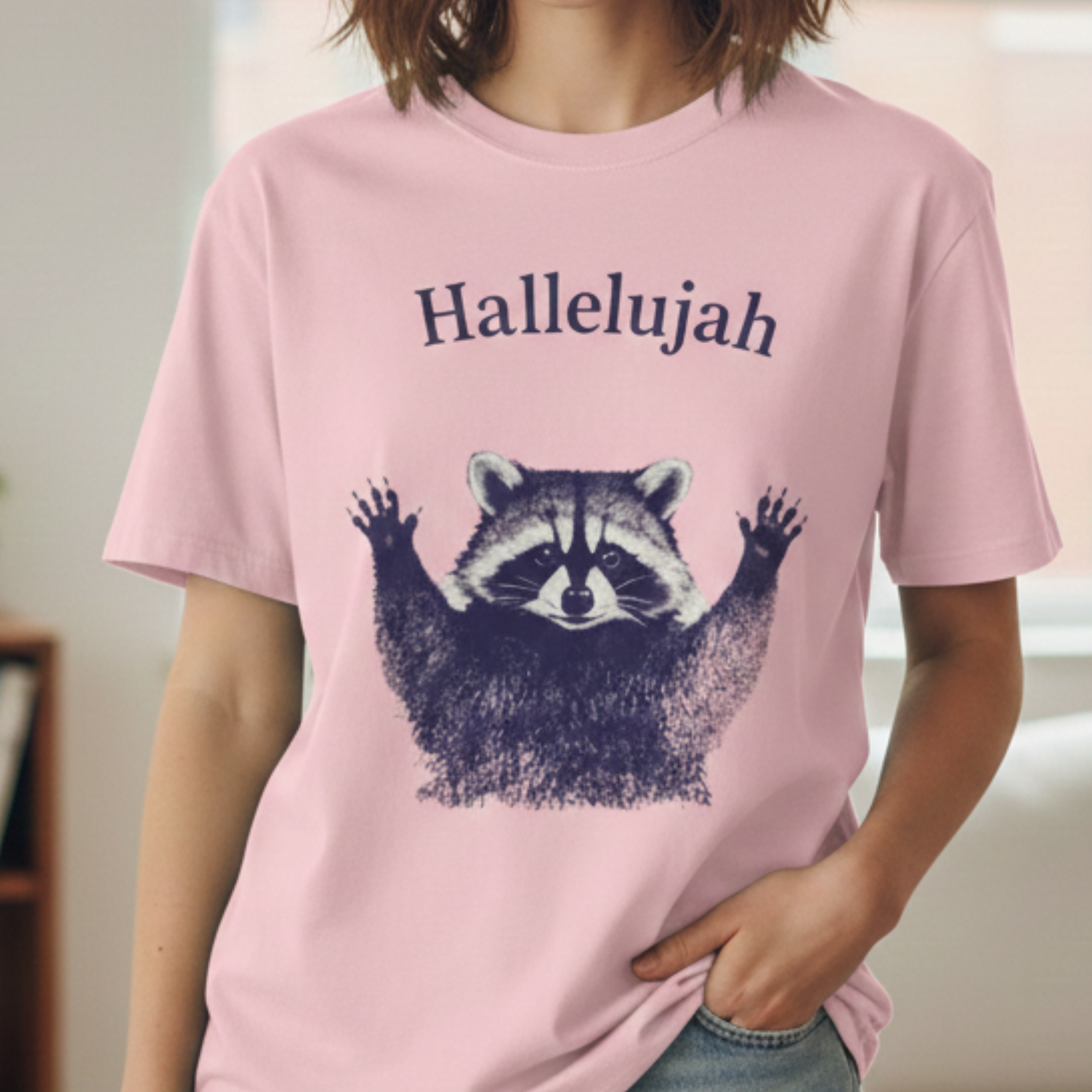 Hallelujah Raccoon T-Shirt — Vintage Animal Praise Tee