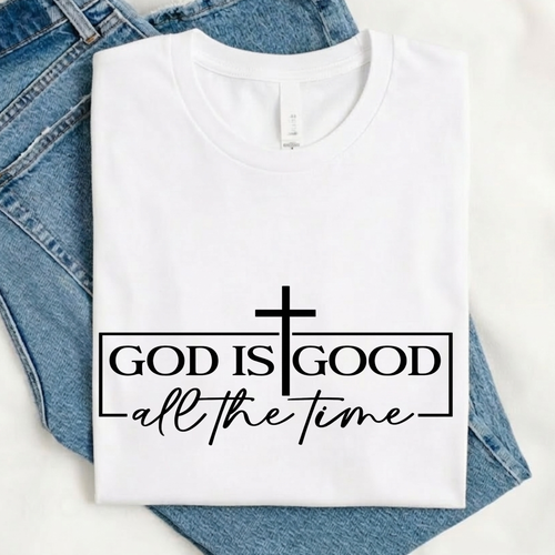Christian Streetwear T-Shirt: 'God is Good All the Time' with Cross