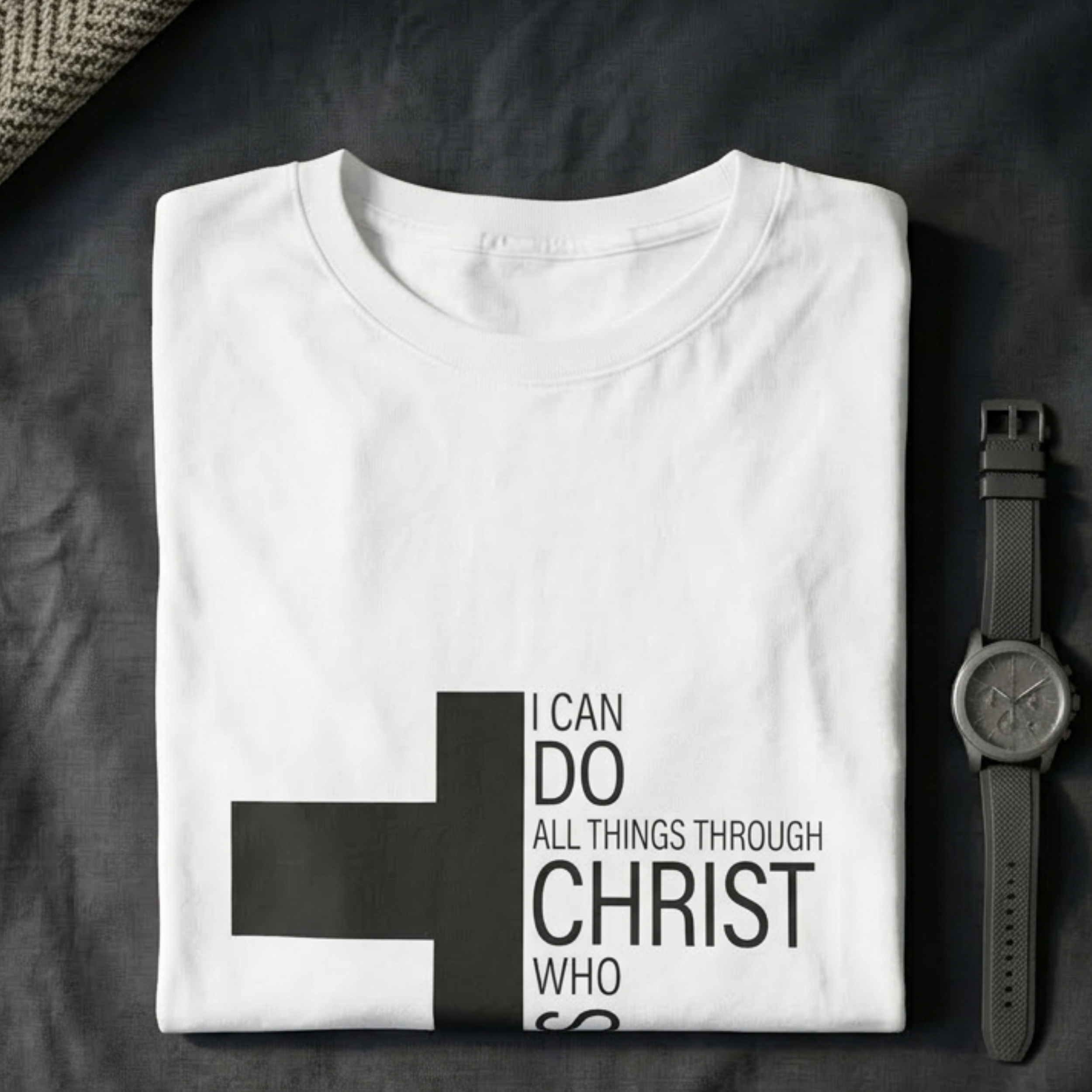 Christian Cross T‑Shirt – 'I Can Do All Things Through Christ' Inspirational Tee