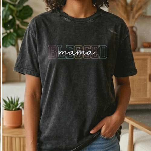 Blessed Mama T-Shirt — Vintage "Blessed mama" Graphic Tee