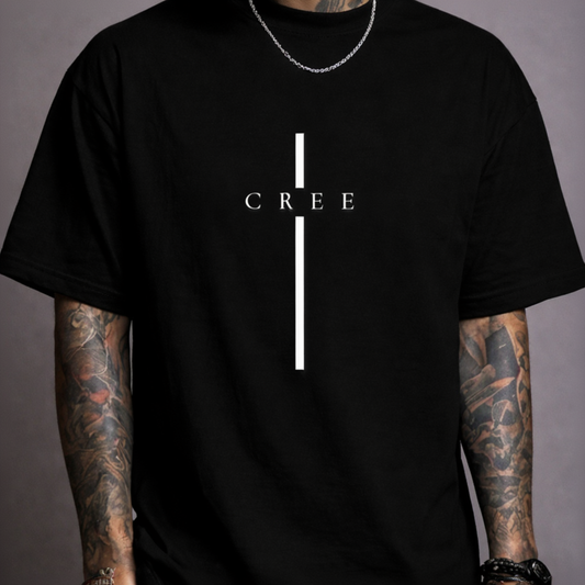 Camiseta Cristiana “CREE” con Cruz Minimalista – Fe, Estilo y Propósito
