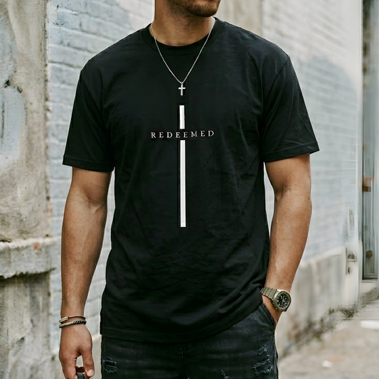 Redeemed Cross Tee — Minimal Christian Graphic Shirt