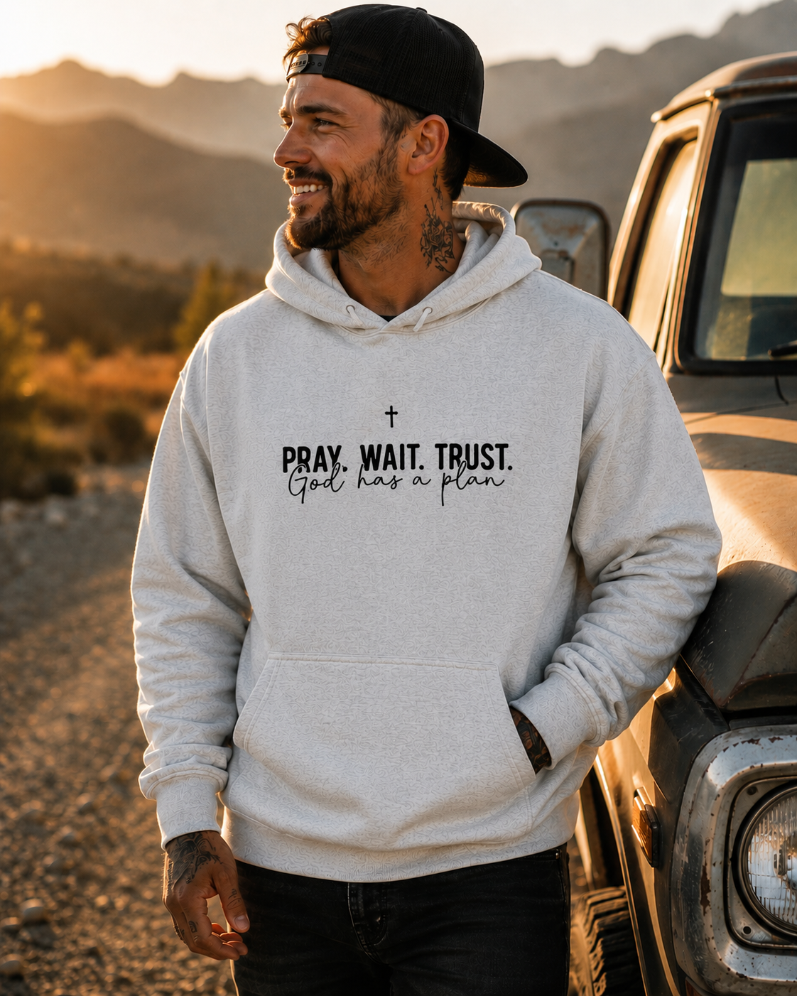 Pray Wait Trust Hoodie – Christian Faith Hoodie | God Has a Plan