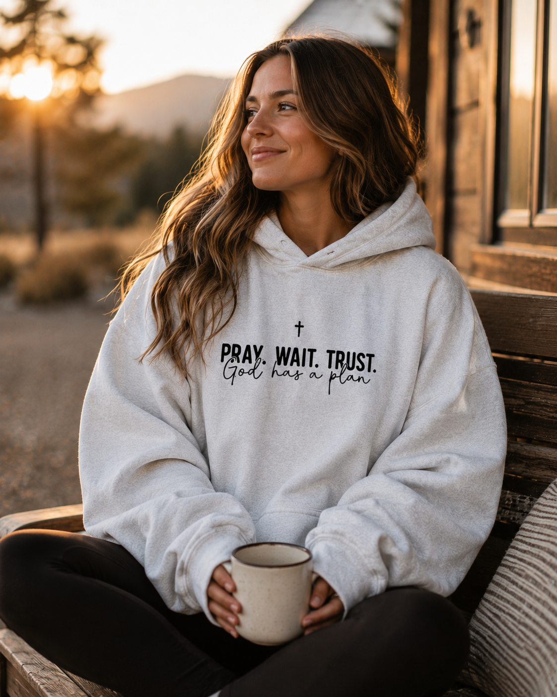 Pray Wait Trust Hoodie – Christian Faith Hoodie | God Has a Plan