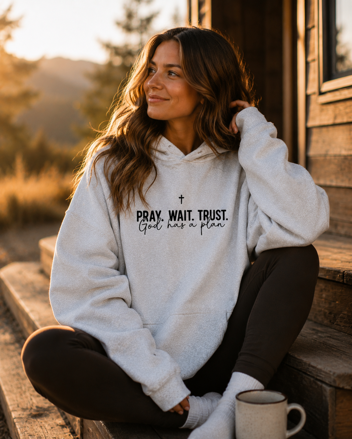 Pray Wait Trust Hoodie – Christian Faith Hoodie | God Has a Plan