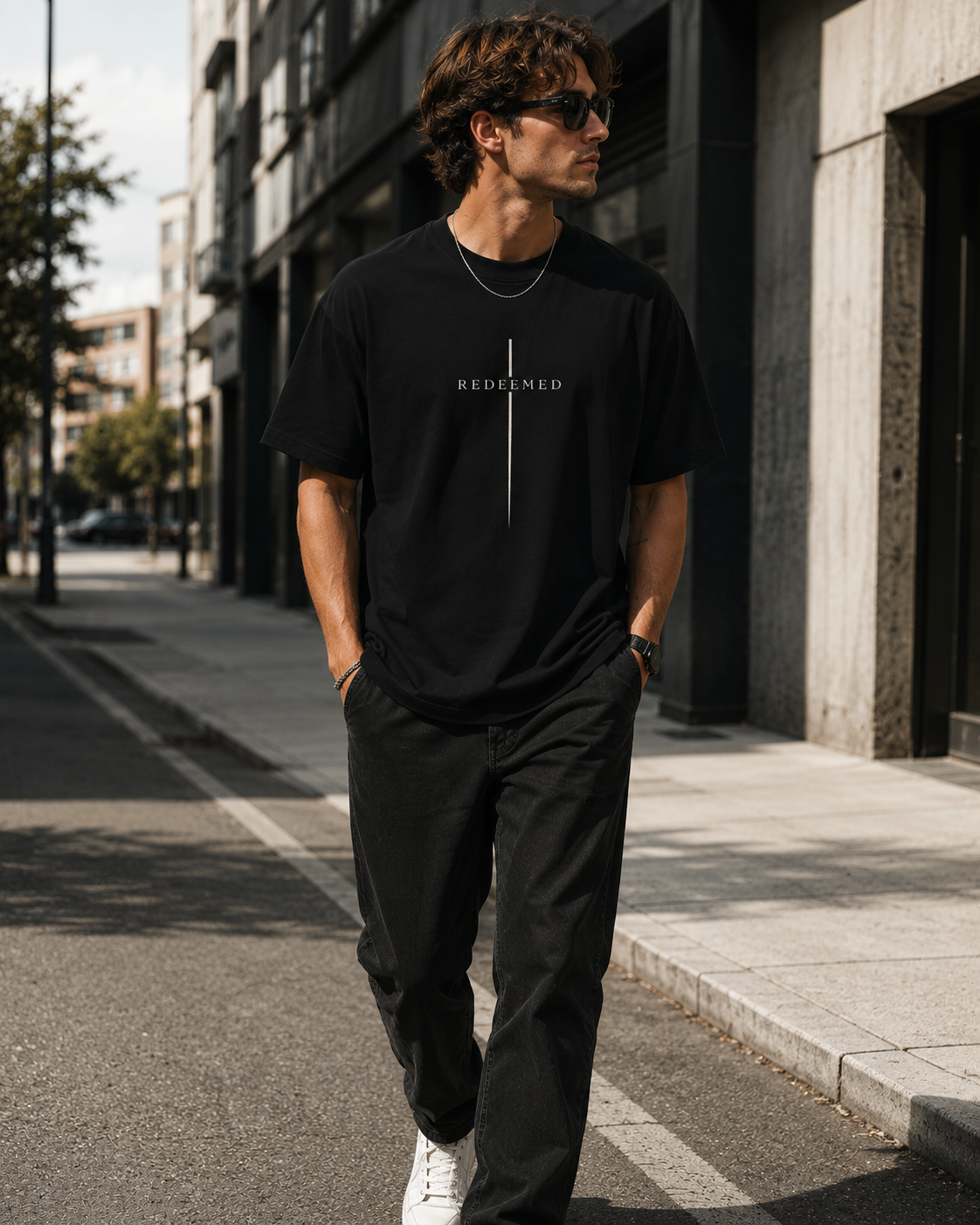 Redeemed Cross Tee — Minimal Christian Graphic Shirt
