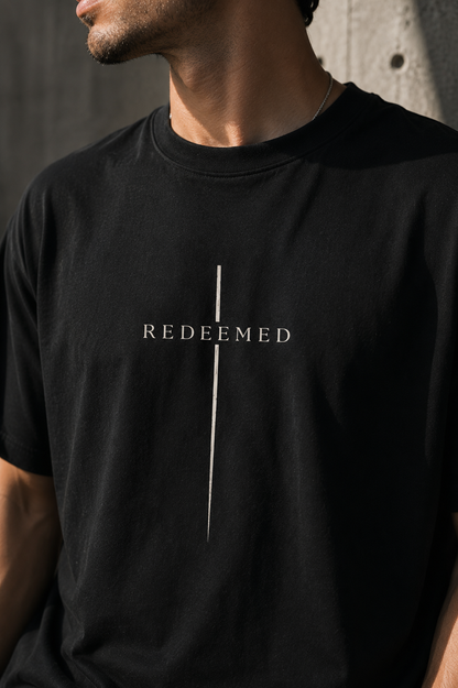 Redeemed Cross Tee — Minimal Christian Graphic Shirt