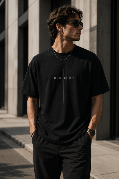 Redeemed Cross Tee — Minimal Christian Graphic Shirt