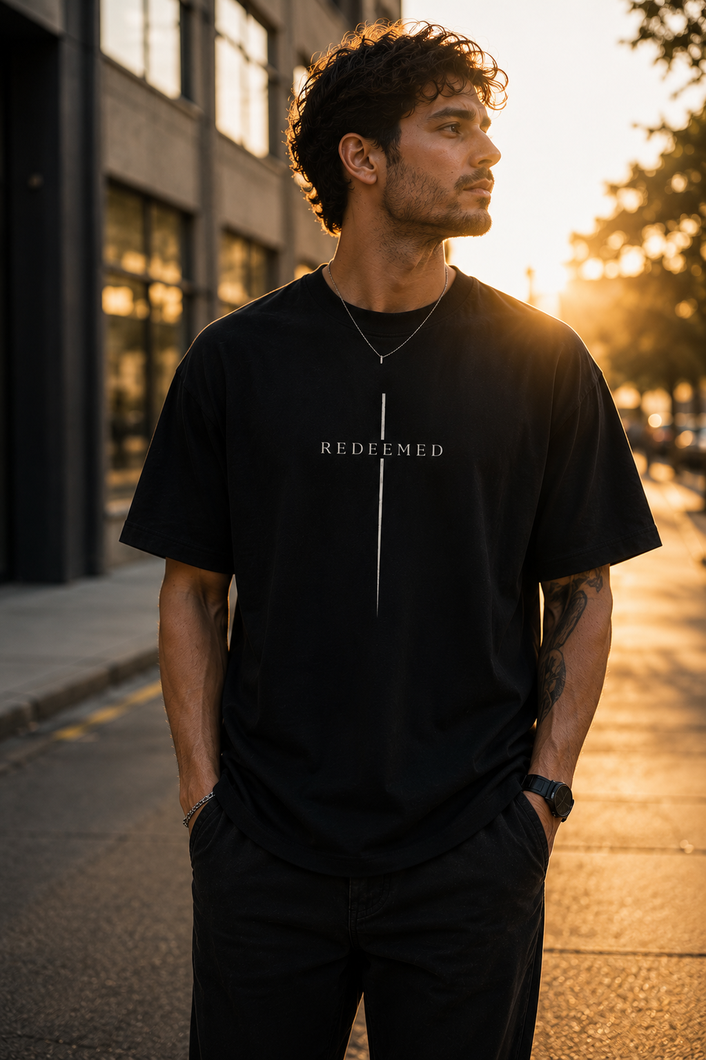 Redeemed Cross Tee — Minimal Christian Graphic Shirt