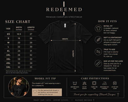Redeemed Cross Tee — Minimal Christian Graphic Shirt