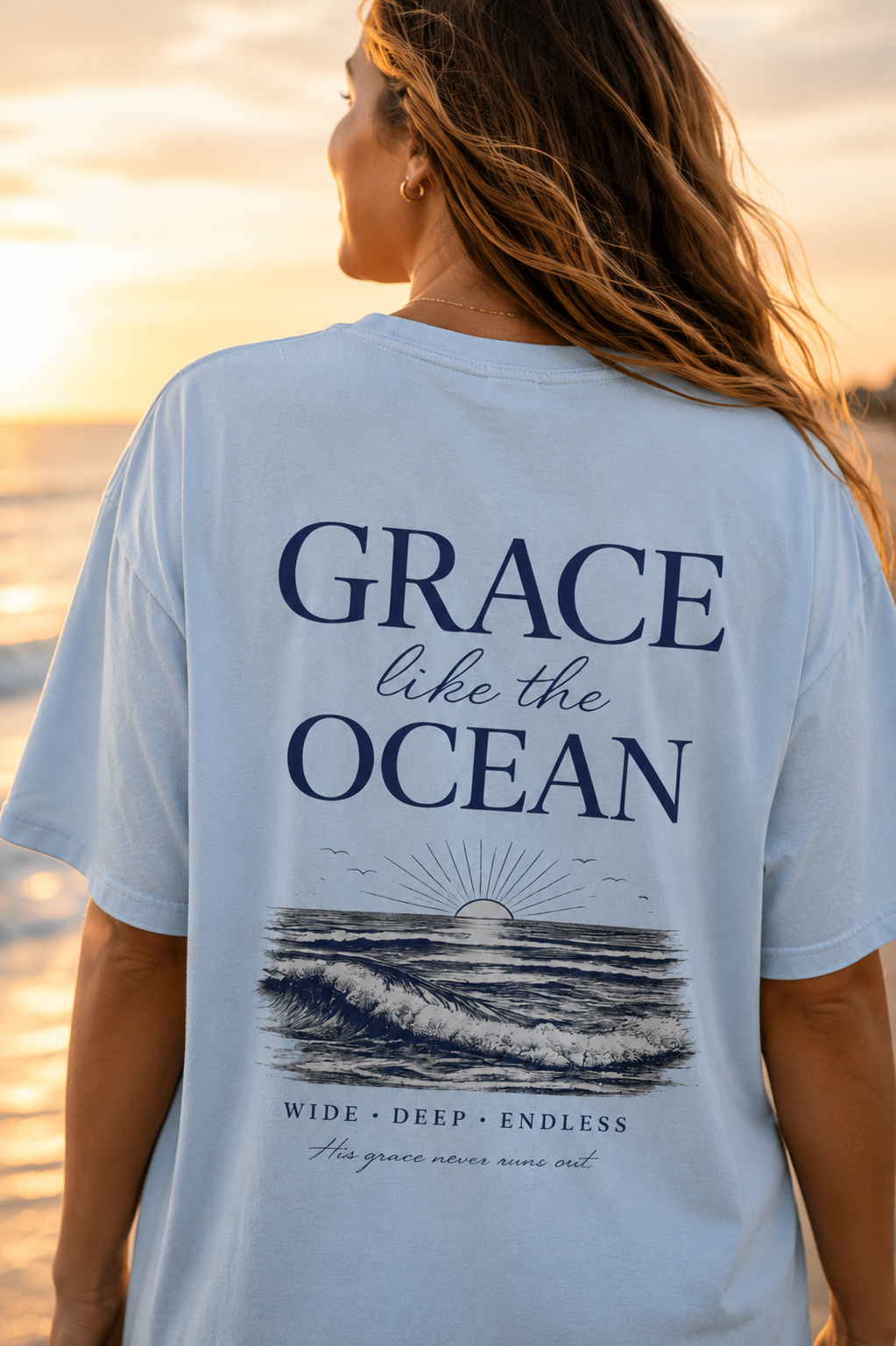 Grace Like the Ocean™ | Christian Beach T-Shirt