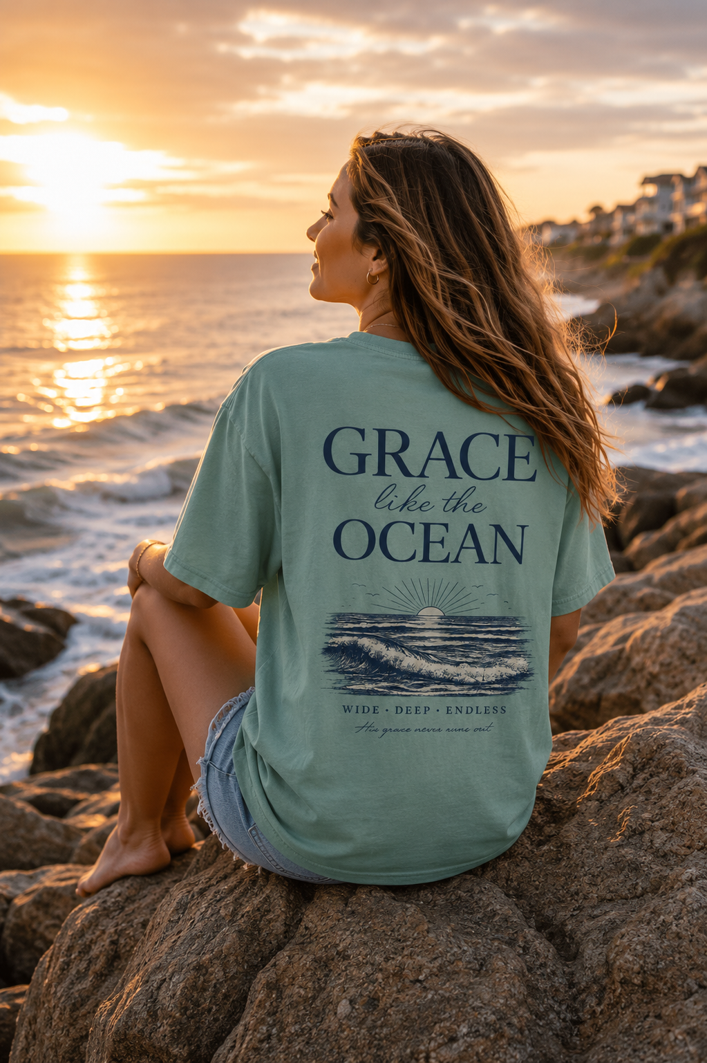Grace Like the Ocean™ | Christian Beach T-Shirt