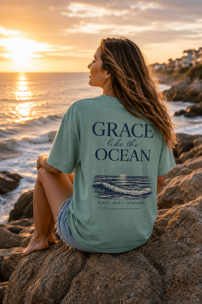 Grace Like the Ocean™ | Christian Beach T-Shirt