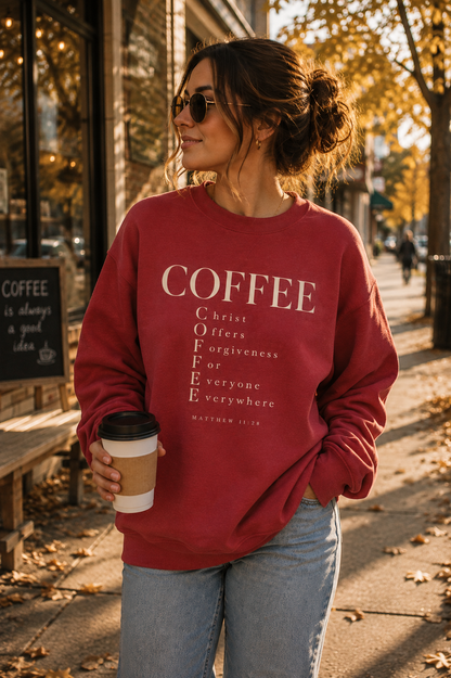 COFFEE Christian Crewneck Sweatshirt| Matthew 11:28