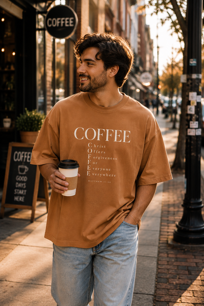 COFFEE | Christ Offers Forgiveness For Everyone Everywhere | Oversized Christian Tee