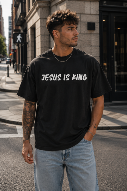 Jesus Is King Christian Graphic Tee | Oversized Faith T-Shirt