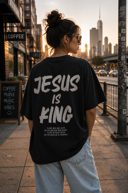 Jesus Is King Christian Graphic Tee | Oversized Faith T-Shirt
