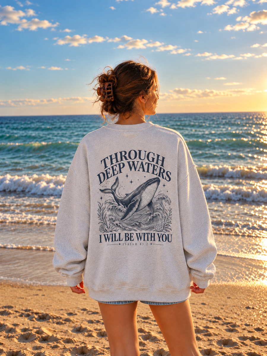 Through Deep Waters — Isaiah 43:2 Crewneck Sweatshirt