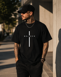 Believe Cross T-Shirt — Minimal Faith Graphic Tee