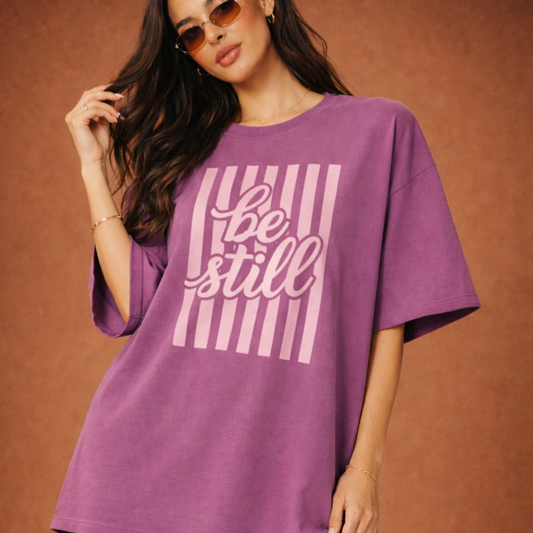 Be Still Vintage Comfort Colors T-Shirt – Faith Inspired Oversized Tee