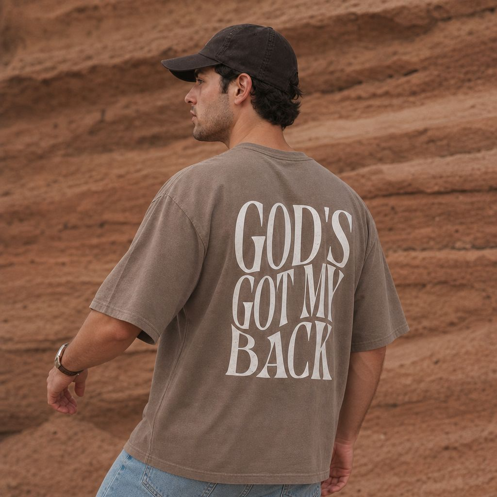 God’s Got My Back Christian T-Shirt – Vintage Oversized Faith Tee by Blessed Designs